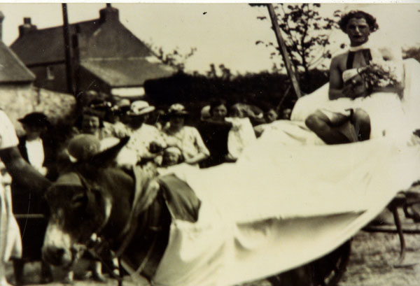 Copy of a photograph of a person at Llangwm Carnival Pembrokeshire 1939